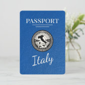 Royal Blue Italy Passport Save The Date (Stehend Vorderseite)