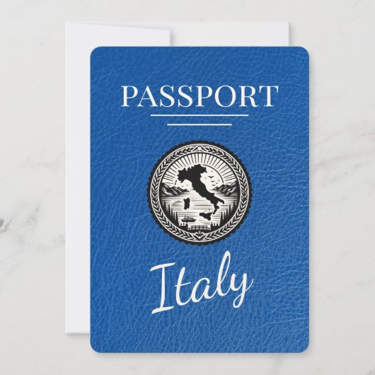 Royal Blue Italy Passport Save The Date (Vorderseite)