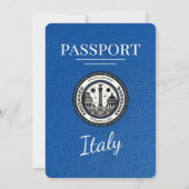 Royal Blue Italy Passport Wedding Einladung (Rückseite)