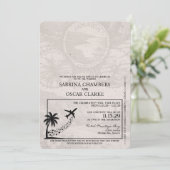 Royal Blue Jamaica Passport Hochzeit Einladung (Stehend Vorderseite)