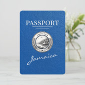 Royal Blue Jamaica Passport Save the Date (Stehend Vorderseite)