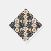 Royal Blue Kariert Beige Blumenmuster Serviette (Ecke)