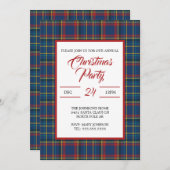 Royal Blue Kariert Design, rote, türkisfarbene Str Einladung (Vorne/Hinten)