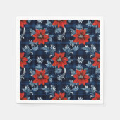Royal Blue Kariert Red Floral Serviette (Vorderseite)