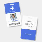 Royal Blue Krankenhaus Mitarbeiter Bar Code ID Ausweis (Vorder- & Rückseite)