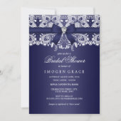 Royal Blue Lace & Bow Brautparty Einladung (Vorderseite)