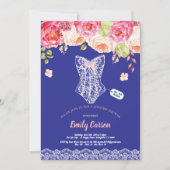 Royal Blue Lace Dessous Dusche Brautparty Einladung (Vorderseite)