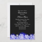 Royal Blue Lace & Jewel Bow Quinceanera Einladung (Rückseite)