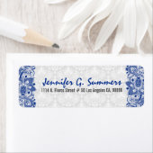 Royal Blue Lace & White Vintag Floral Damasks (Insitu)