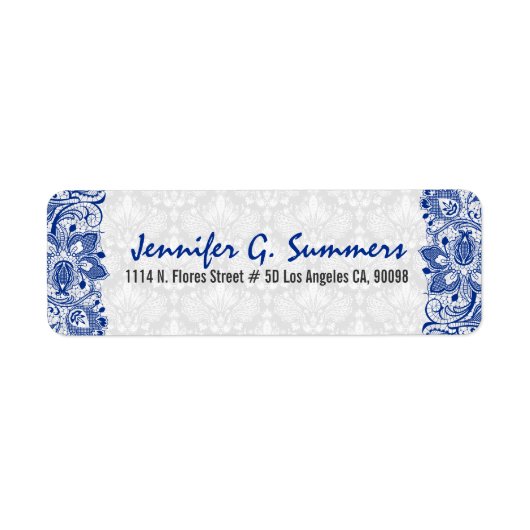 Royal Blue Lace & White Vintag Floral Damasks (Vorne)