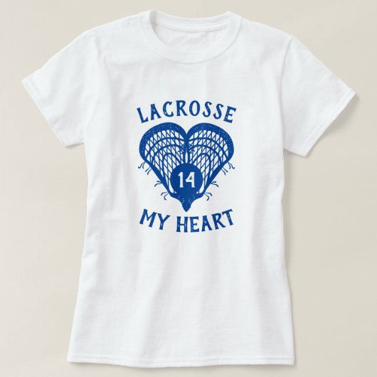 Royal Blue Lacrosse My Heart T - Shirt (Design vorne)