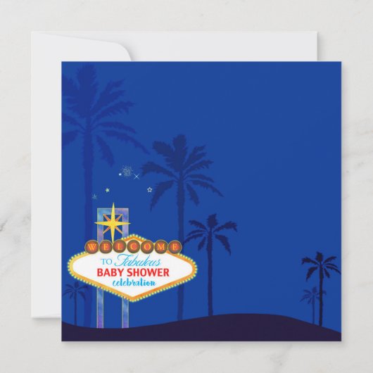 Royal Blue Las Vegas Baby Dusche Einladung (Rückseite)