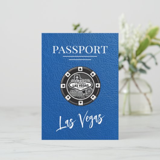 Royal Blue Las Vegas Passport Save the Date (Stehend Vorderseite)