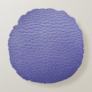 Royal Blue Leather Look Print Round Pillow Rundes Kissen