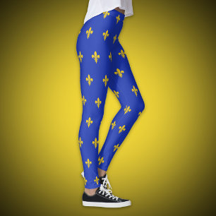 Royal Blue Legging mit Gold-Lilie Leggings