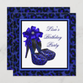 Royal Blue Leopard Birthday Party Einladung (Vorne/Hinten)
