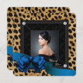Royal Blue Leopard Foto Abschluss Ankündigung (Vorne/Hinten)