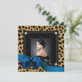 Royal Blue Leopard Foto Abschluss Ankündigung (Stehend Vorderseite)
