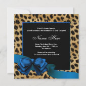Royal Blue Leopard Foto Abschluss Ankündigung (Rückseite)
