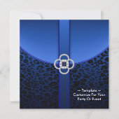 Royal Blue Leopard Party Einladung (Vorderseite)