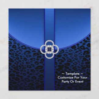 Royal Blue Leopard Party Einladung