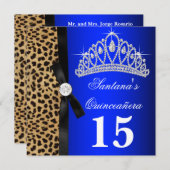 Royal Blue Leopard Quinceanera Einladungen (Vorne/Hinten)