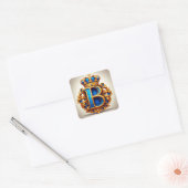 Royal Blue Letter B Monogram Quadratischer Aufkleber (Umschlag)