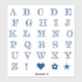 Royal Blue Letters | Monogram Alphabet Stickers Aufkleber (Blatt)