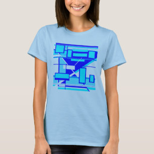 Royal Blue Light Blue Geometric Abstrakt MCM Look T-Shirt