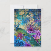 Royal Blue Lila Floral Indian Peacock Wedding RSVP Karte (Rückseite)
