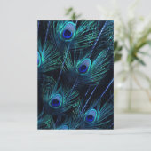 Royal Blue Lila Peacock Feathers Wedding Einladung (Stehend Vorderseite)