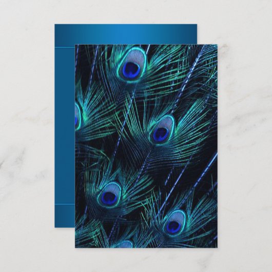 Royal Blue Lila Peacock Feathers Wedding Einladung (Vorne/Hinten)