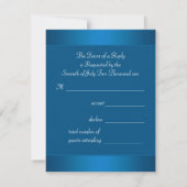 Royal Blue Lila Peacock Feathers Wedding RSVP Karte (Rückseite)