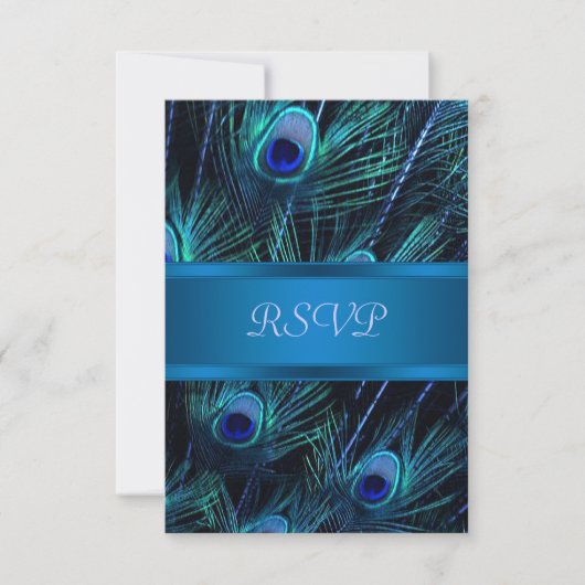 Royal Blue Lila Peacock Wedding RSVP Cards (Vorderseite)