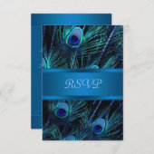 Royal Blue Lila Peacock Wedding RSVP Cards (Vorne/Hinten)