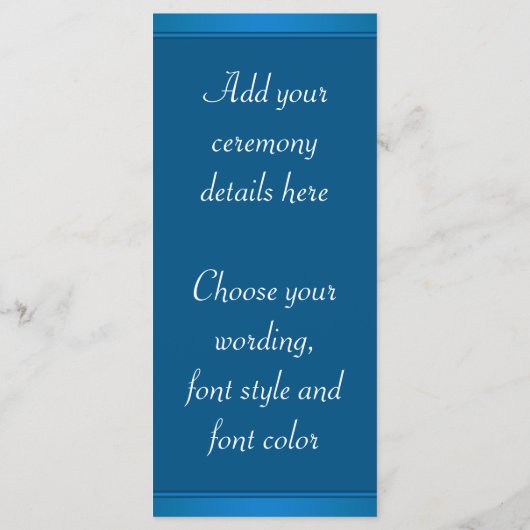 Royal Blue Lila Peacock Weddingprogramme Programm (Rückseite)