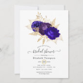 Royal Blue, Lila und Gold Floral Brautparty Einladung (Vorderseite)