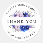 Royal Blue Lilac Lila Brautparty Vielen Dank Runder Aufkleber (Vorderseite)