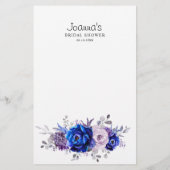 Royal Blue Lilac Lila Floral Brautparty Game (Rückseite)