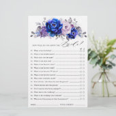 Royal Blue Lilac Lila Floral Brautparty Game (Stehend Vorderseite)