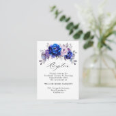 Royal Blue Lilac Lila Floral Hochzeit Empfang Begleitkarte (Stehend Vorderseite)