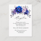 Royal Blue Lilac Lila Floral Hochzeit Empfang Begleitkarte (Vorderseite)