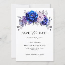 Royal Blue Lilac Lila Floral Save the Date