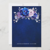 Royal Blue Lilac Lila Floral Wedding Einladung (Rückseite)
