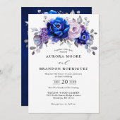 Royal Blue Lilac Lila Floral Wedding Einladung (Vorne/Hinten)