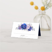 Royal Blue Lilac Lila Floral Wedding Platzkarte (Vorderseite)