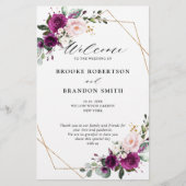Royal Blue Lilac Lila Floral Wedding Program (Vorderseite)