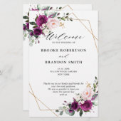 Royal Blue Lilac Lila Floral Wedding Program (Vorne/Hinten)