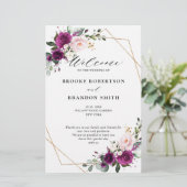 Royal Blue Lilac Lila Floral Wedding Program (Stehend Vorderseite)