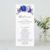 Royal Blue Lilac Lila Floral Wedding Programm (Stehend Vorderseite)